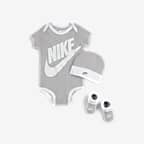 Nike Futura Baby (0-9M) 3-Piece Bodysuit Box Set - Light Grey Heather