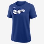 Los Angeles Dodgers Wordmark Women's Nike MLB T-Shirt - Rush Blue