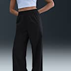 Pants de tiro alto con dobladillo abierto holgados para mujer Nike Sportswear Chill Poplin