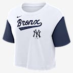 New York Yankees Script Women's Nike Dri-FIT MLB Cropped T-Shirt