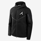 Atlanta Braves Tech Fleece Windrunner Men's Nike MLB Full-Zip Hooded Jacket - Black