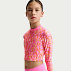 Conjunto de top cropped de manga larga y cintura alta para niña talla grande Nike Swim