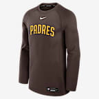 Sudadera de cuello redondo sin cierre Nike Dri-FIT de la MLB para hombre San Diego Padres Authentic Collection Game Time - Marrón