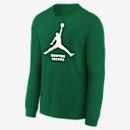 Playera de manga larga Jordan de la NBA para niños talla grande Boston Celtics Essential - Negro