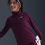 Haut à manches longues et 1/4 de zip Dri-FIT Nike pour fille