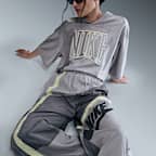 나이키 스포츠웨어 여성 미드라이즈 루즈 우븐 오픈 헴 팬츠