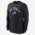 Sudadera de cuello redondo sin cierre de la NFL Nike para hombre Detroit Lions Club - Negro