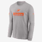 Playera de manga larga Nike Dri-FIT de la NFL para hombre Miami Dolphins Sideline Team Issue