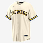 Jersey Nike de la MLB Replica para hombre Christian Yelich Milwaukee Brewers