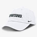 Gorra universitaria Nike ajustable para hombre Michigan State Spartans Core Club Mascot Wordmark - Blanco