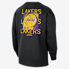 Playera de manga larga Nike de la NBA Max90 para hombre Los Angeles Lakers Courtside