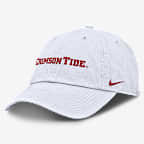 Gorra universitaria Nike ajustable para hombre Alabama Crimson Tide Core Club Mascot Wordmark - Blanco
