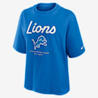 Playera Nike de la NFL para mujer Detroit Lions Essential Script Boxy - Azul