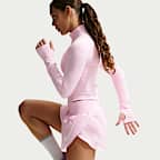 Shorts de correr Dri-FIT de tiro medio con forro de ropa interior para mujer Nike Tempo Flow Swoosh