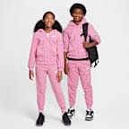 Sudadera con gorro acondicionada para el invierno con cierre completo para niños talla grande Nike Sportswear Club Fleece