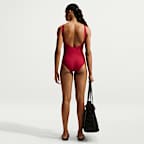 Traje de baño de una pieza con cuello en forma de U con textura Shoreline para mujer Nike Swim