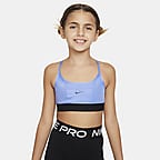 Nike, Dri-FIT Indy Femme Big Kids' (Girls') Sports Bra, Hemp/White