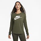 Logo Long-Sleeve Women\'s Sportswear Nike Essentials T-Shirt.