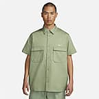 Nike Life Men's Woven Military Short-Sleeve Button-Down Shirt. Nike SG
