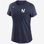 Women's Nike White/Navy New York Yankees Team First High Hip Boxy T-Shirt