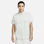 Nike Life Men's Woven Military Short-Sleeve Button-Down Shirt. Nike NO