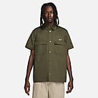 Nike Life Men's Woven Military Short-Sleeve Button-Down Shirt. Nike DK