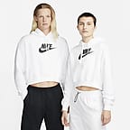 Nike Sportswear Club Fleece Women's Oversized Crop Graphic Hoodie Size -  Small, Orange Trance/Heather-white