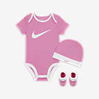 Nike Baby (0-6M) Bodysuit, Hat and Set. Booties Box