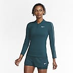 nike women's court dry half zip long sleeve tennis top