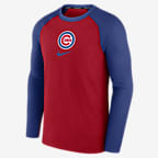 Men's Nike Royal Chicago Cubs Over Arch Performance Long Sleeve T-Shirt