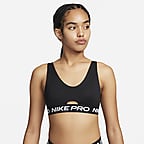 Nike Pro Womens Indy Plunge Medium Support Padded Sports Bra Pink