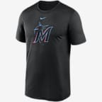 Miami Marlins Nike Logo Sketch Bar T-Shirt - Charcoal