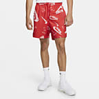 nike all over logo print woven shorts