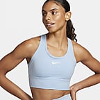 Nike Dri Fit Swoosh Longline Medium Support Sports Bra Black