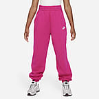 Nike Girls Sweatpants Black Pink Stripe Cinch Ankle Pull On Logo Size 6X 