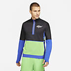 nike running wild run element hooded mid layer in black