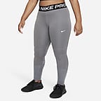 Nike Pro Big Kids' (Girls') Tights (Black/White, XL) 