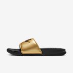 nike benassi purple haze gold check slides