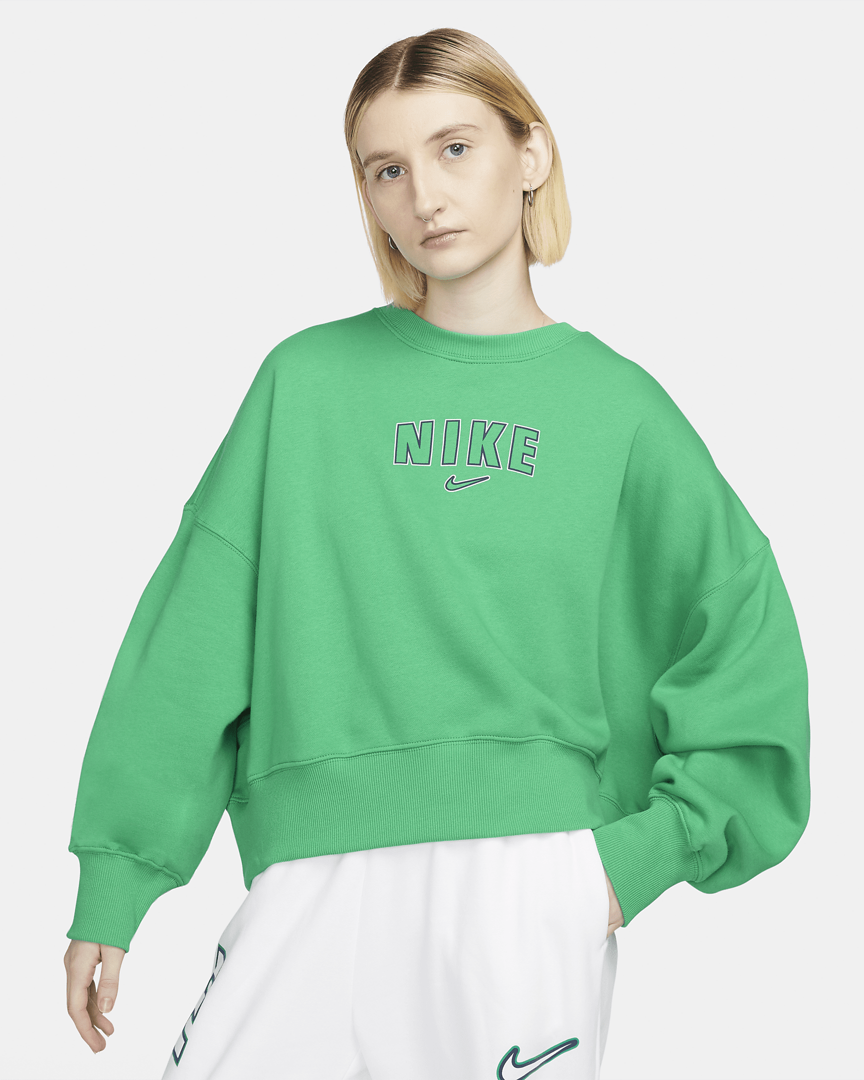 Nike Sportswear Phoenix Fleece Womens Oversized Cropped Crew Neck Sweatshirt Nike Ae 3374