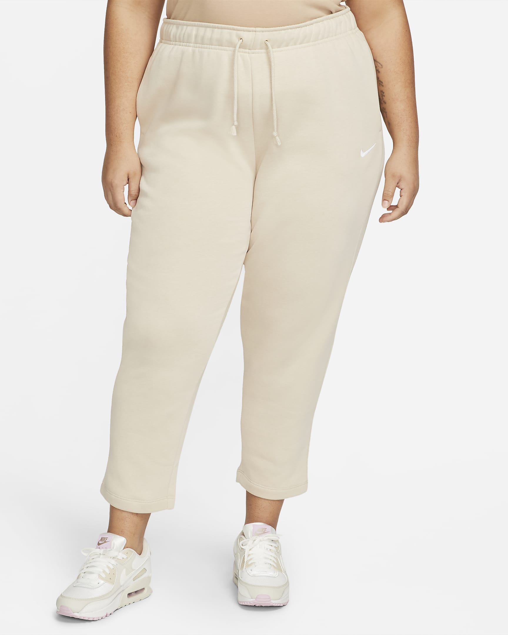 Nike Sportswear Collection Essentials Women\'s Fleece Pants (Plus Size) Sanddrift/White