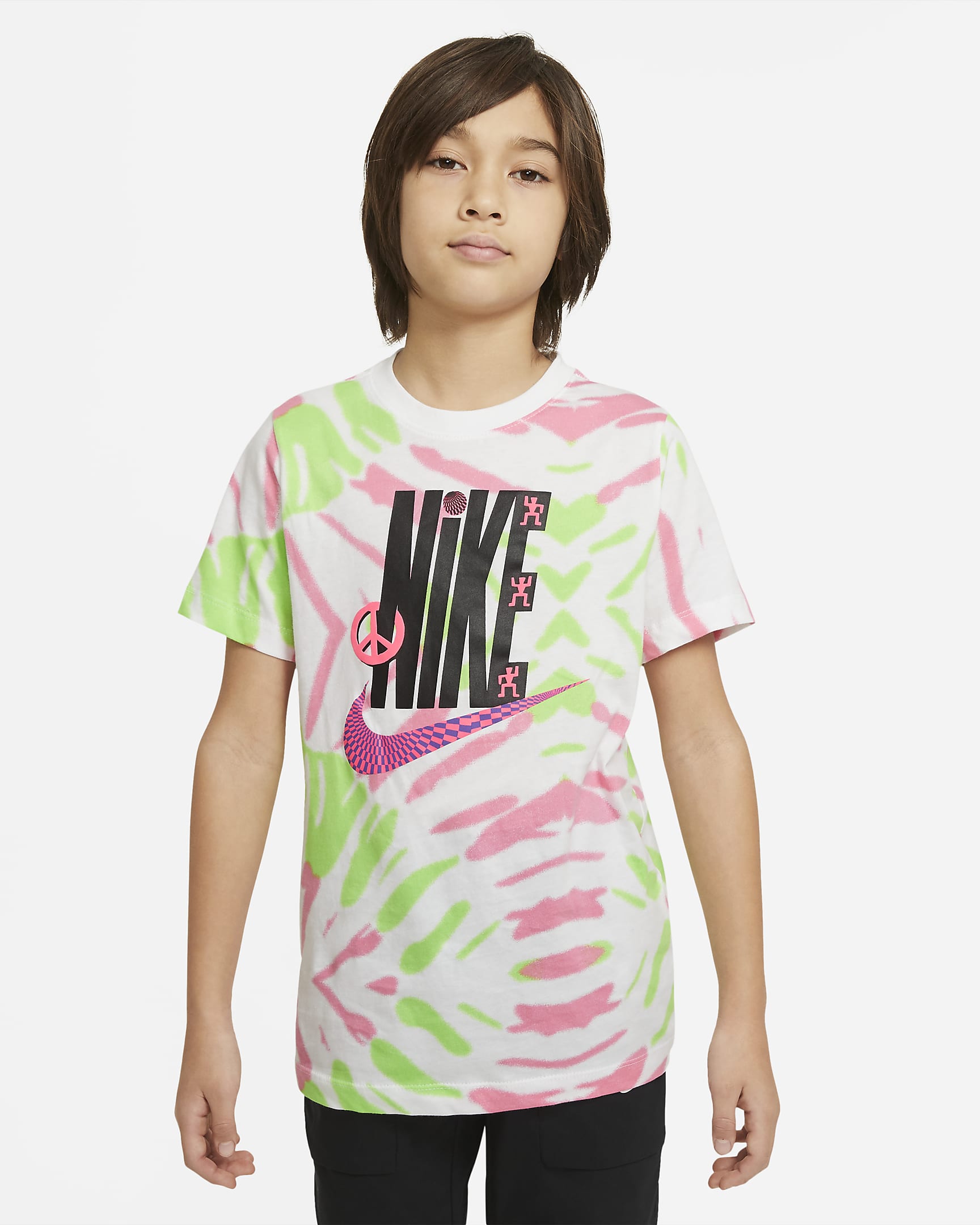Nike Sportswear Big Kids\' T-Shirt White/Sunset Pulse