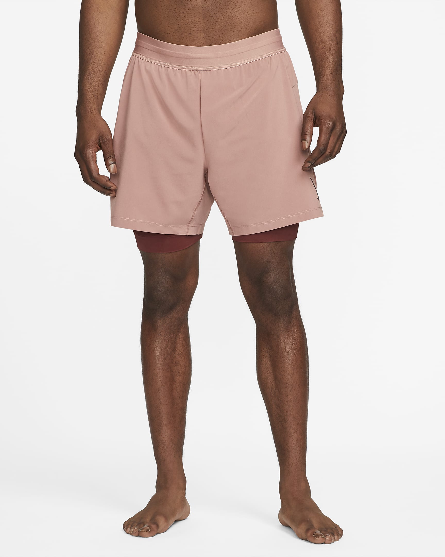Nike Yoga Men\'s 2-in-1 Shorts Fossil Rose/Oxen Brown