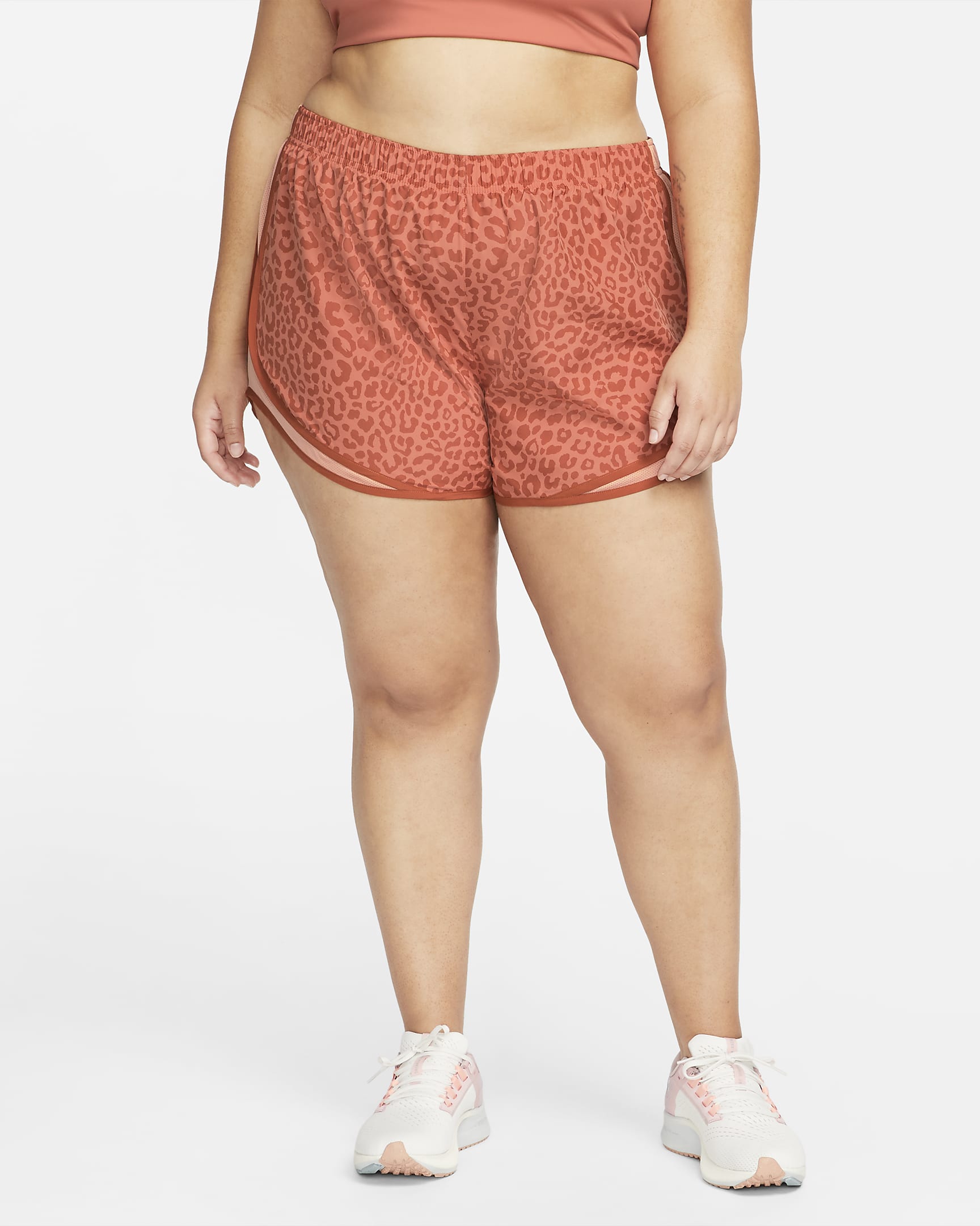 Nike Dri-FIT Tempo Women\'s Leopard-Print Shorts (Plus Size) Madder Root/Light Madder Root/Burnt Sunrise/Wolf Grey
