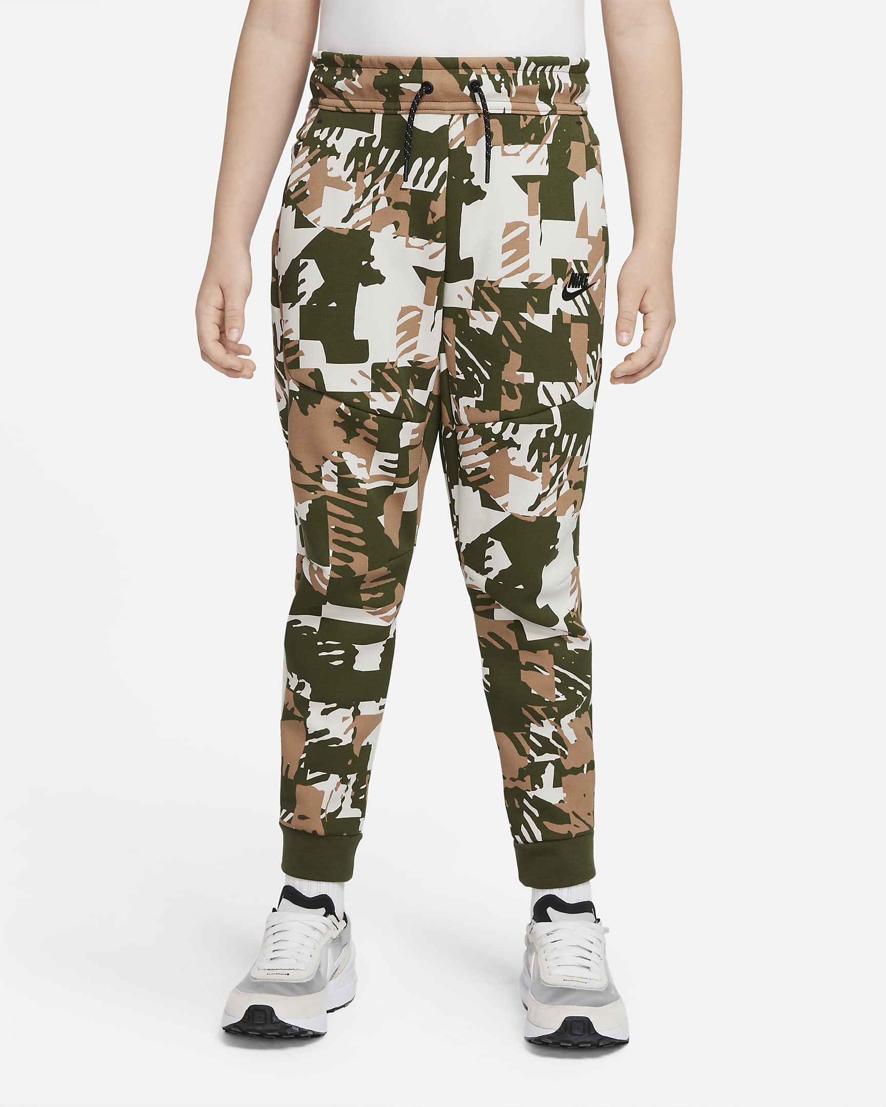 Nike Sportswear Tech Fleece Big Kids\' (Boys\') Pants Light Bone/Rough Green/Black