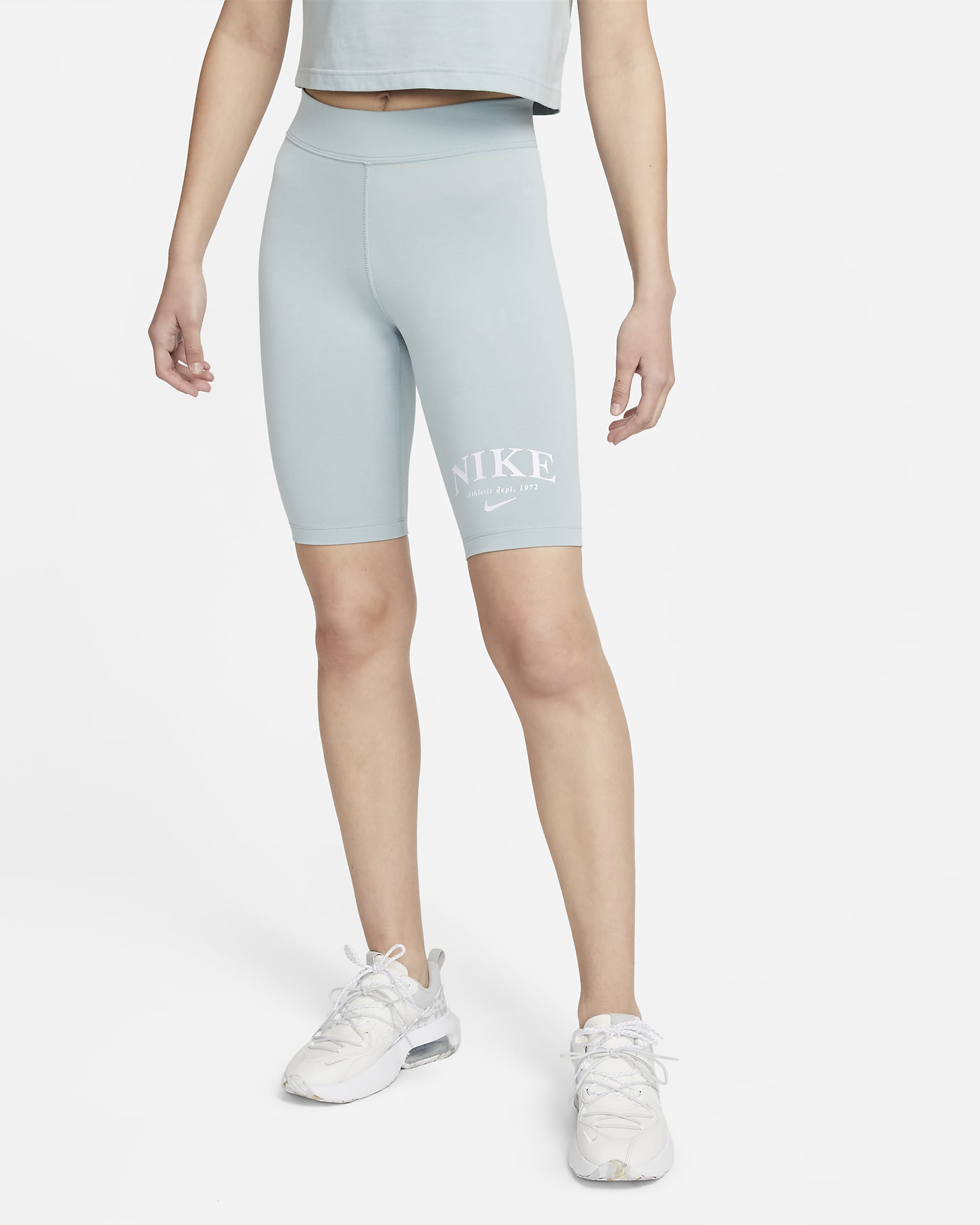 Nike Sportswear Women\'s Mid-Rise Bike Shorts Ocean Cube/White