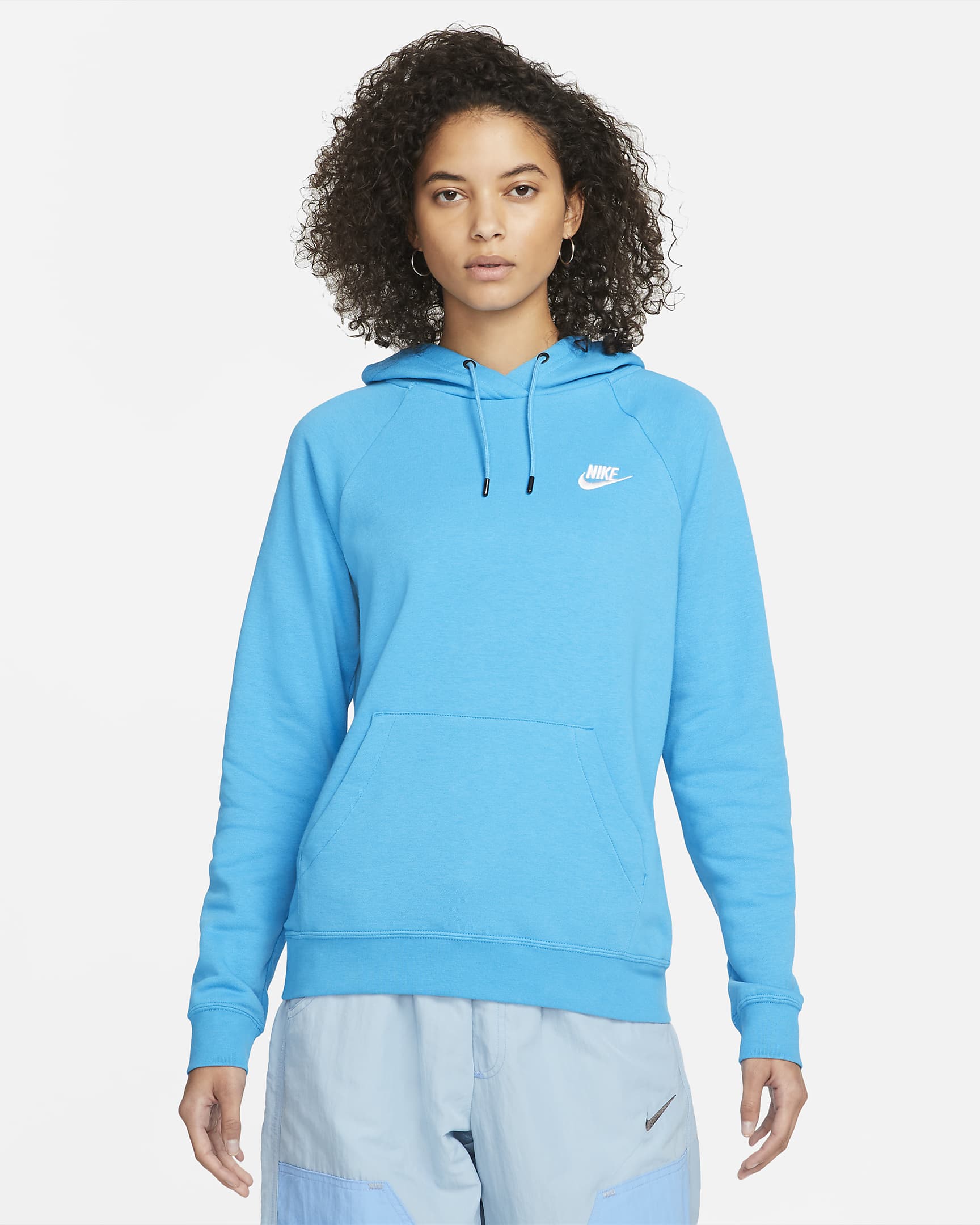 Nike Sportswear Essential Women\'s Fleece Pullover Hoodie Laser Blue/White