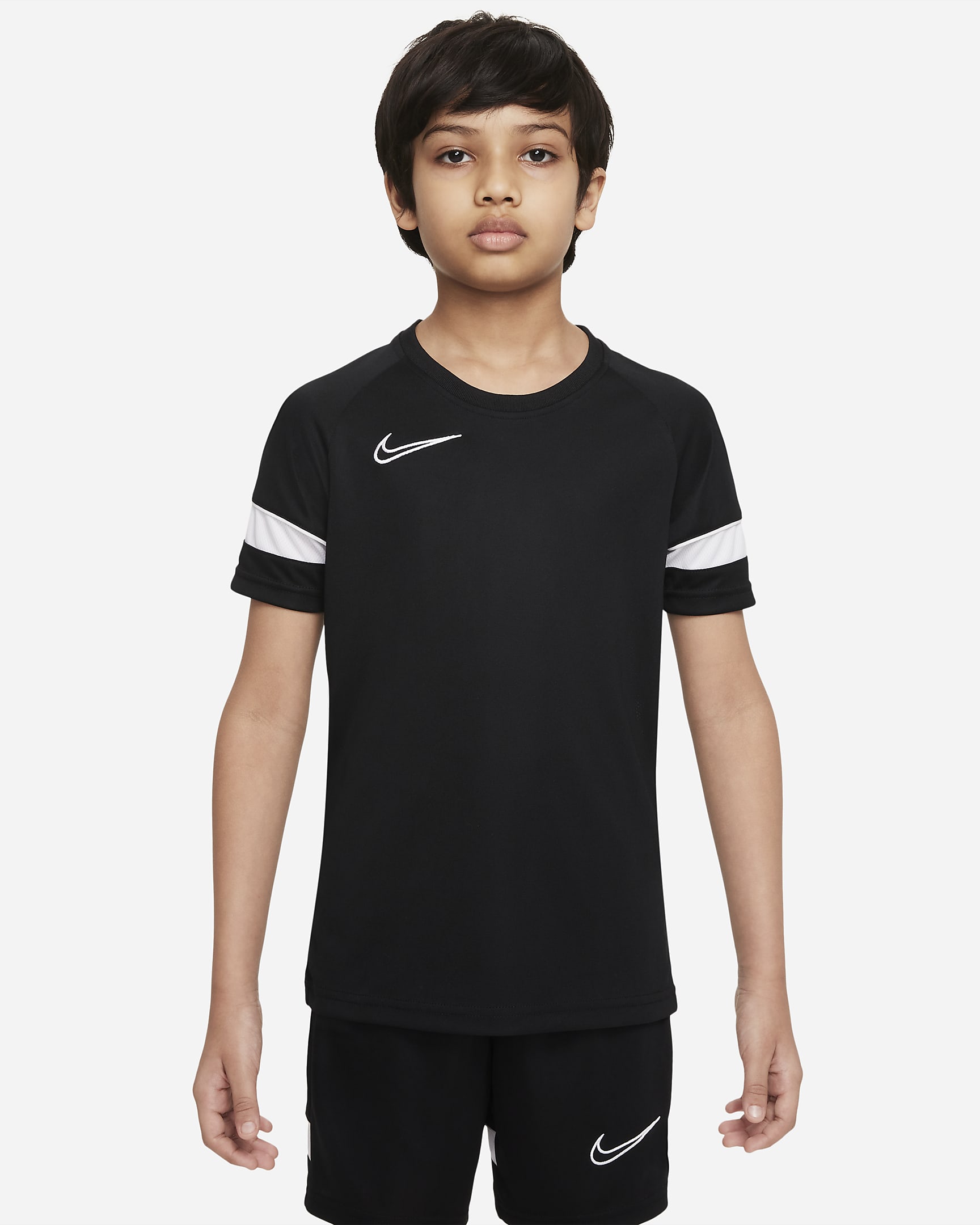 Nike Dri-FIT Academy Big Kids\' Short-Sleeve Soccer Top Black/White/White/White