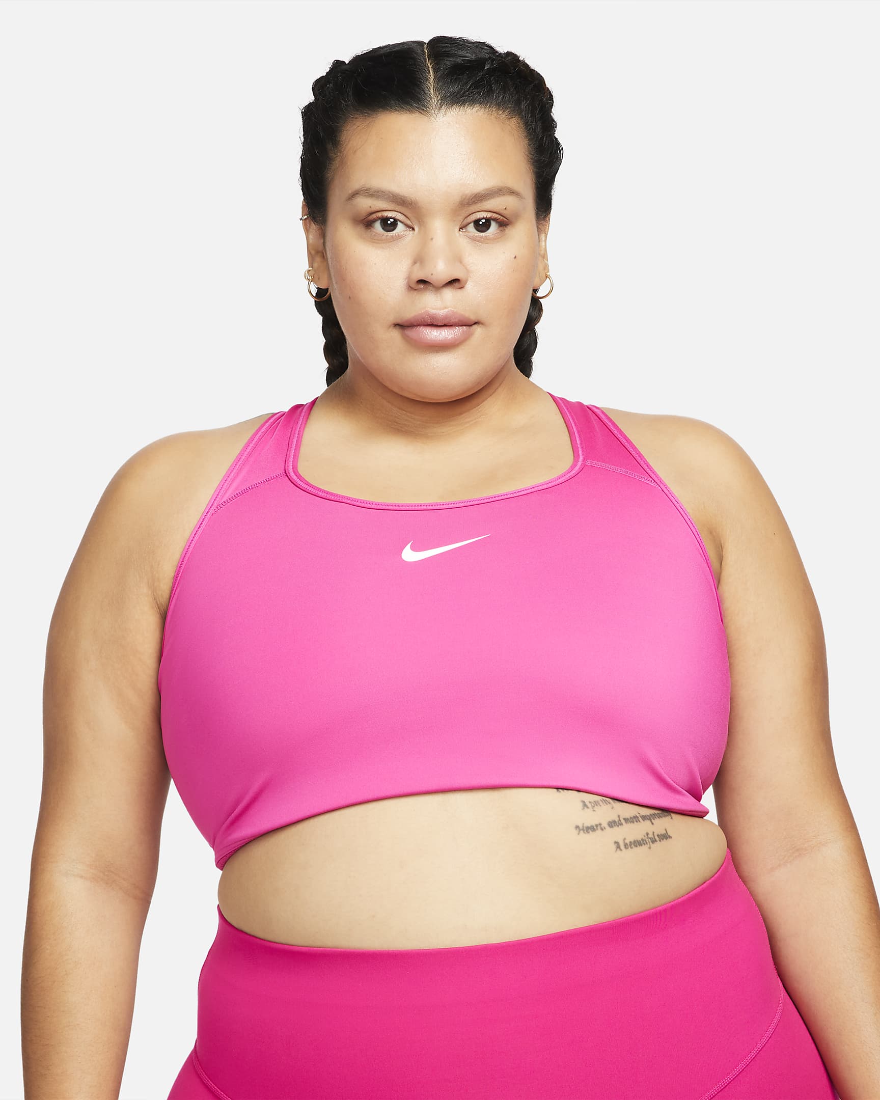 Nike Dri-FIT Swoosh Women\'s Medium-Support Padded Sports Bra (Plus Size) Active Pink/White
