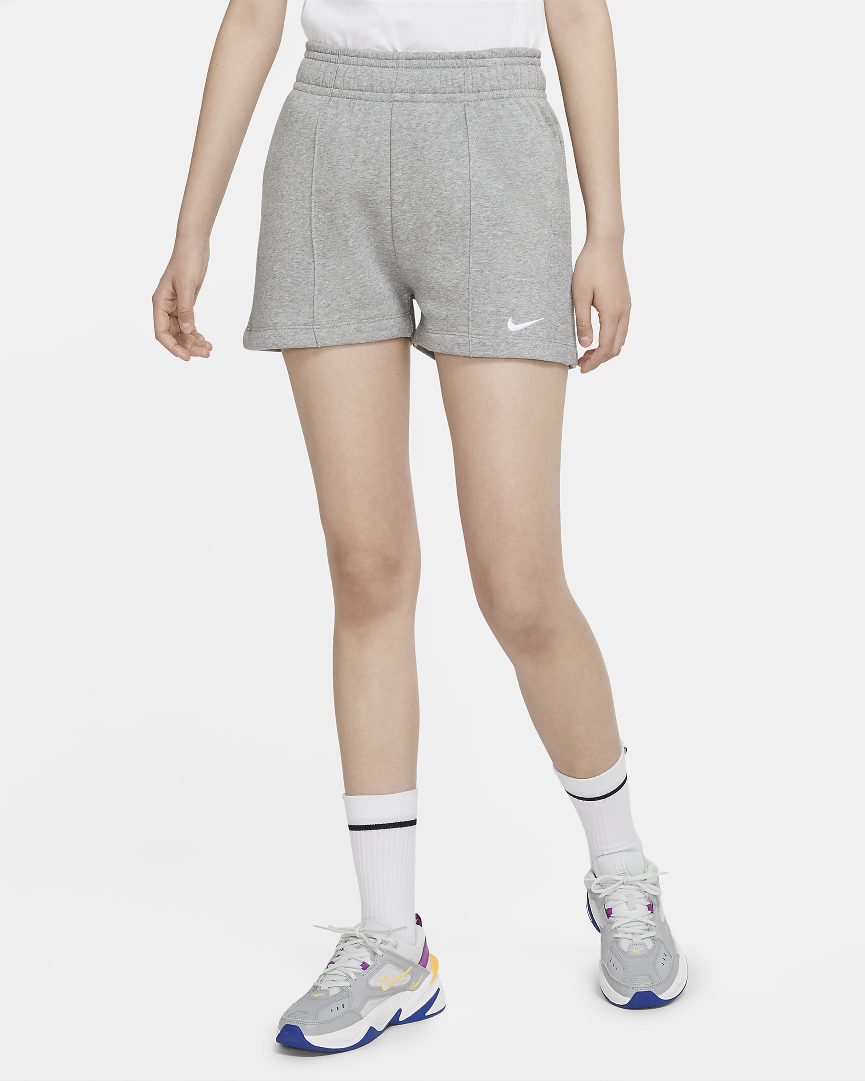 Nike Sportswear Women\'s Fleece Shorts Dark Grey Heather/White