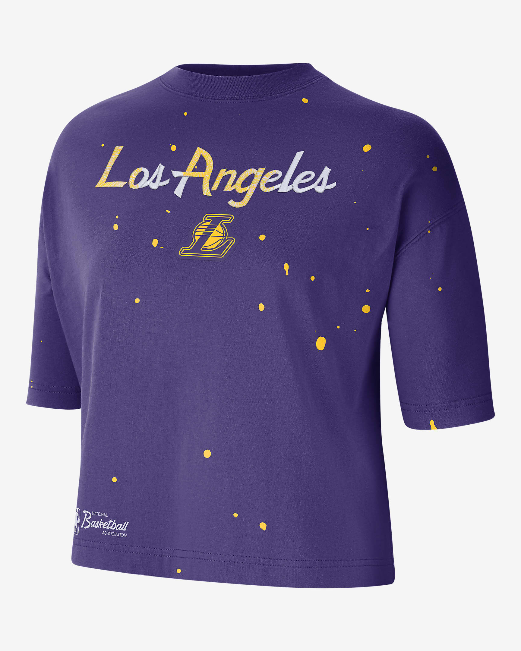 Los Angeles Lakers Courtside Splatter Women\'s Nike NBA T-Shirt Court Purple